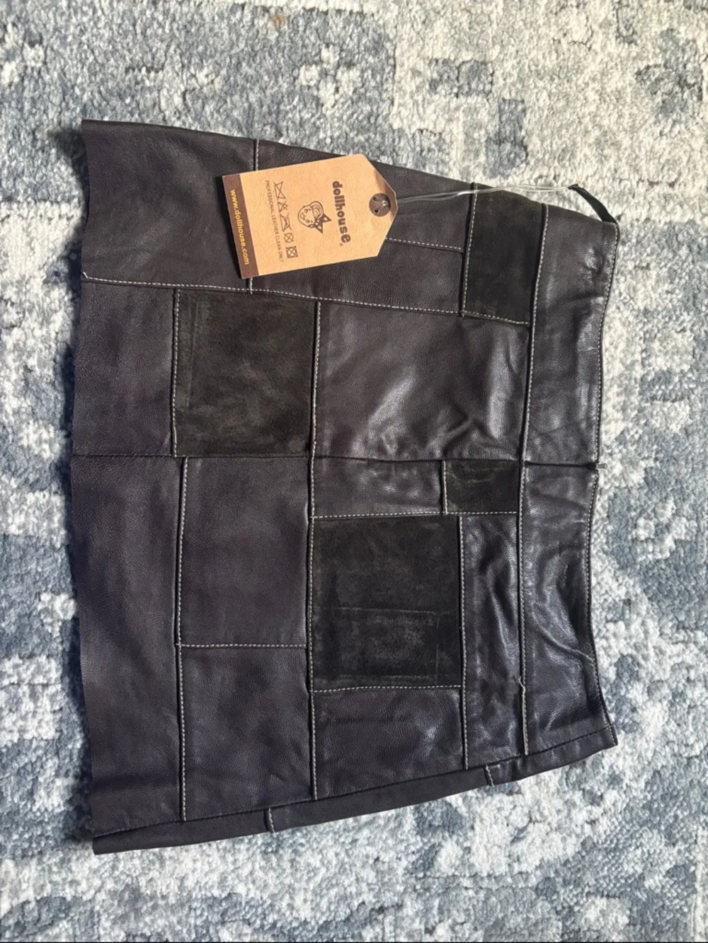 NWT Dollhouse Brown Patchwork Leather Mini Skirt - Picture 3 of 5